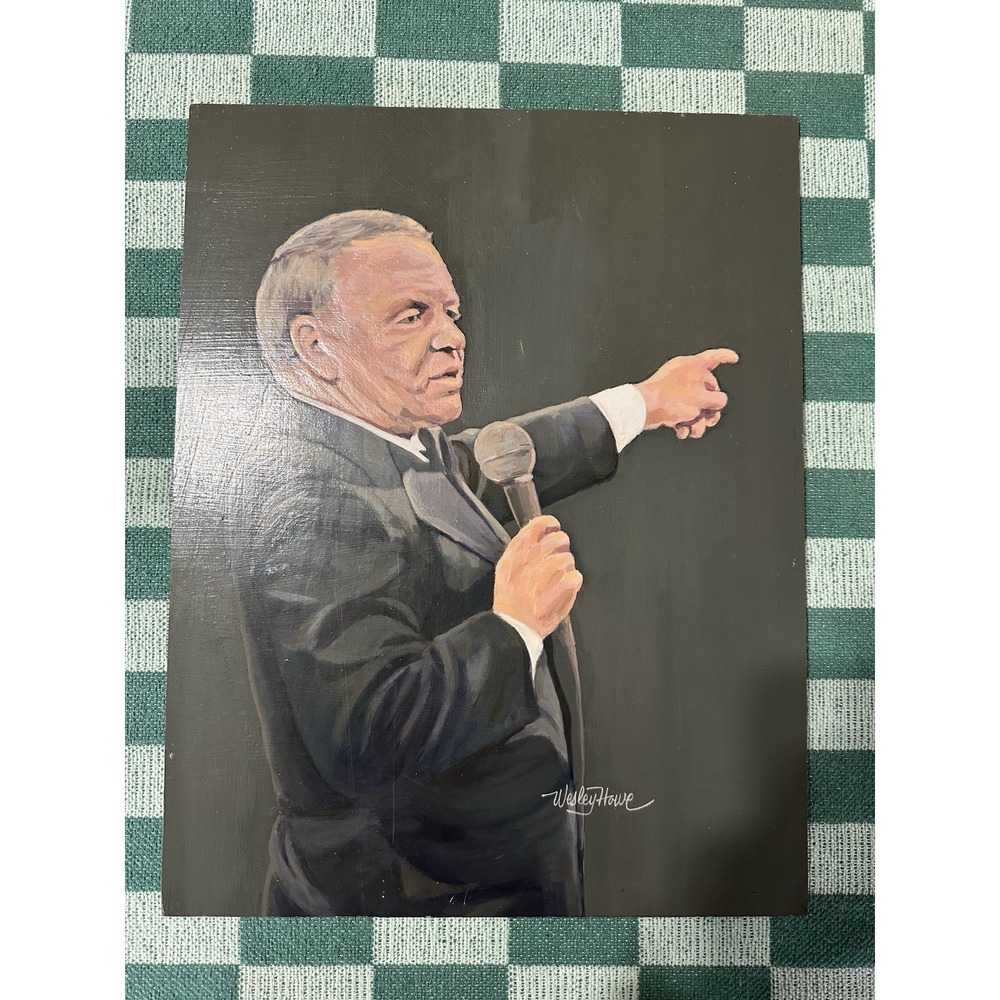 Frank Sinatra Portrait Acrylic On Hardboard Signed By Wesley Howe Artist